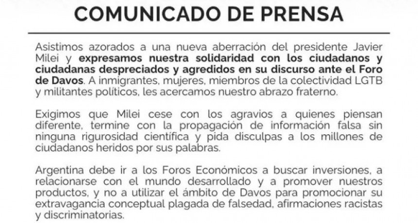 LA UCR REPUDIÓ EL DISCURSO DE MILEI