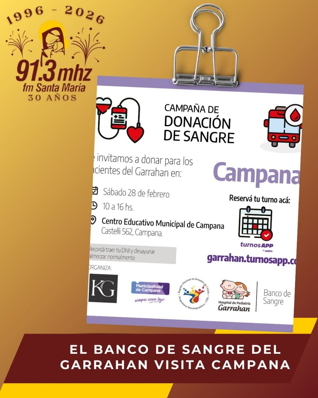 DONACIÓN DE SANGRE PARA EL HOSPITAL GARRAHAN