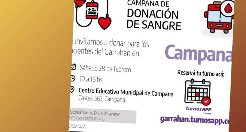 DONACIÓN DE SANGRE PARA EL HOSPITAL GARRAHAN