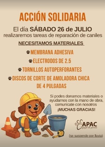 APAC REALIZARÁ UNA JORNADA SOLIDARIA