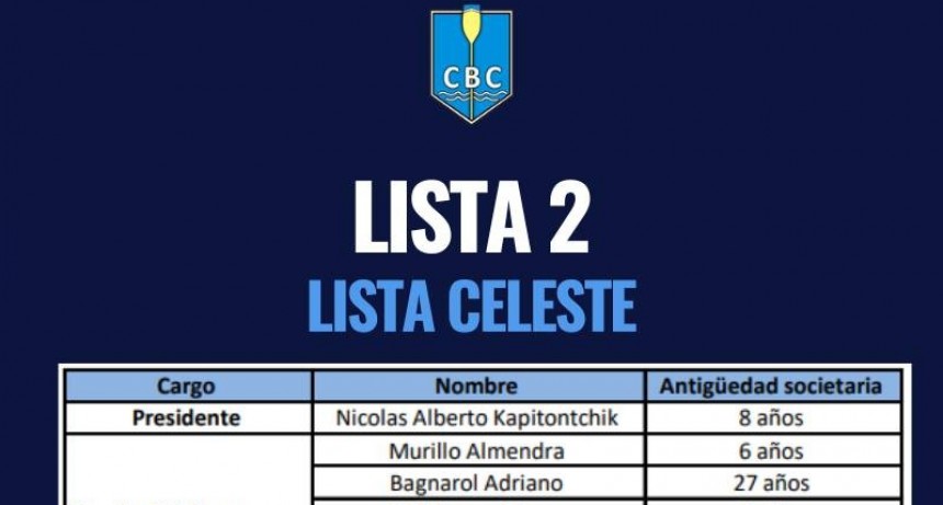 ELECCIONES EN EL CBC: LISTA CELESTE