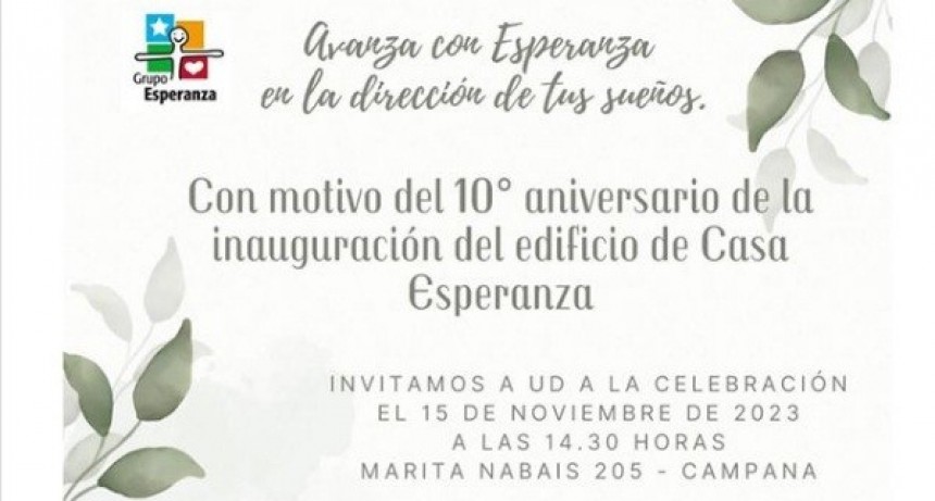 LA CASA ESPERANZA CUMPLE 10 AÑOS